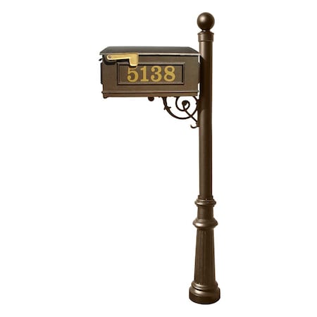Qualarc Mailbox w/decorative fluted base, ball finial LMCV-804-BZ